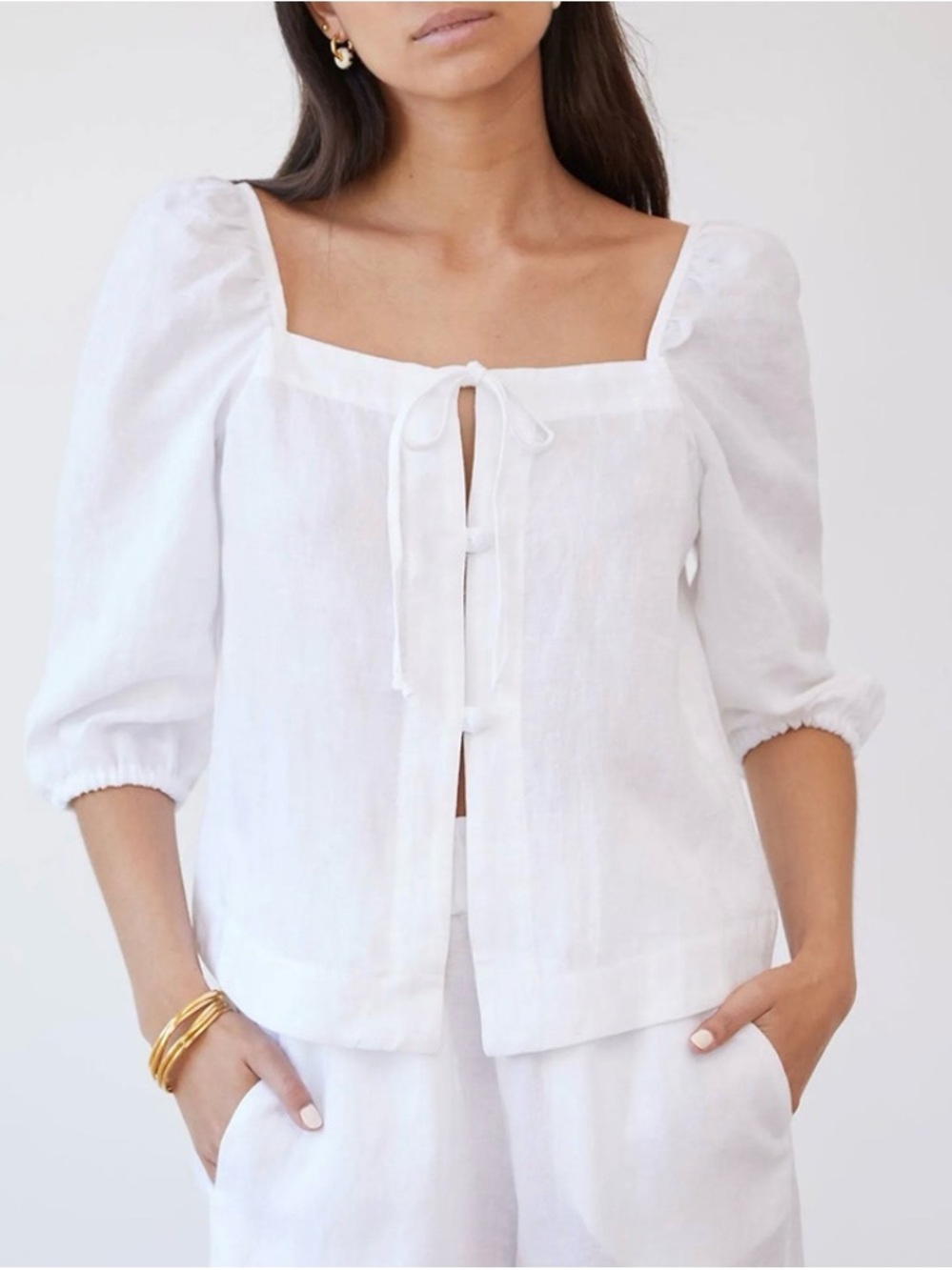 Casa Raki Linen Tie Top